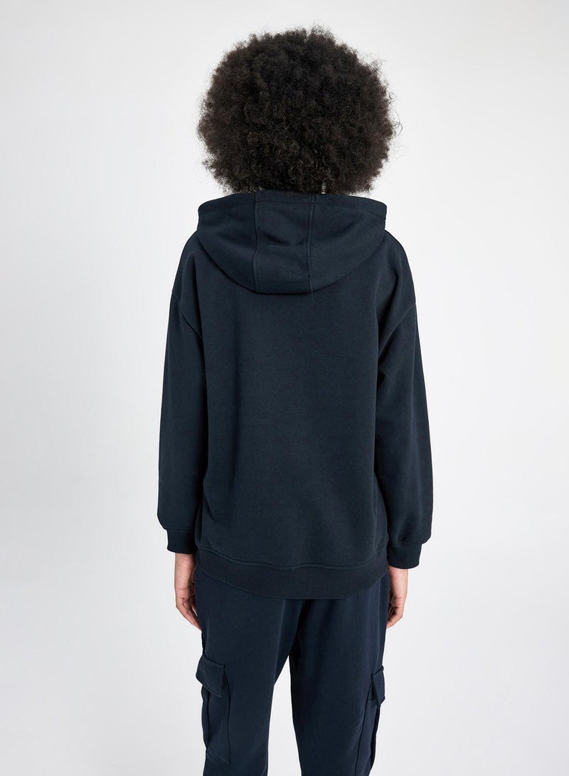 DeFacto Defactofit Nba Wordmark Oversized Fit Hooded Thick Sweatshirt  - Image 2
