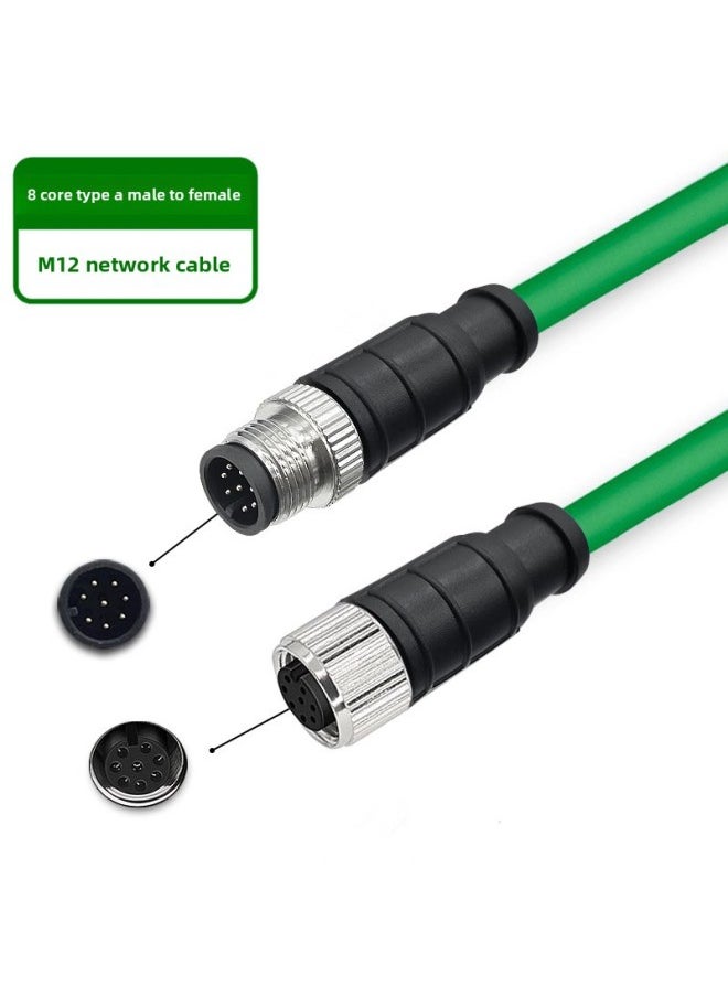 Generic M12 To RJ45 Industrial Network Cable 4-core 8-core DAX Type High-soft Camera Industrial Drag Chain Cable Shielding Bending Resistance-Color:[straight 8-core A-type Male To Female—m12]-Line Length:20 M  - Image 1