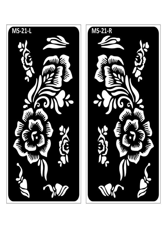 VANVATI Creative Floral Henna Hand Decor for Women Mehndi Stencil Sticker One Set for Both Hand | Easy to Apply Stencil Mehndi Sticker Perfect for Weddings, Parties and Any Occasion - Image 1