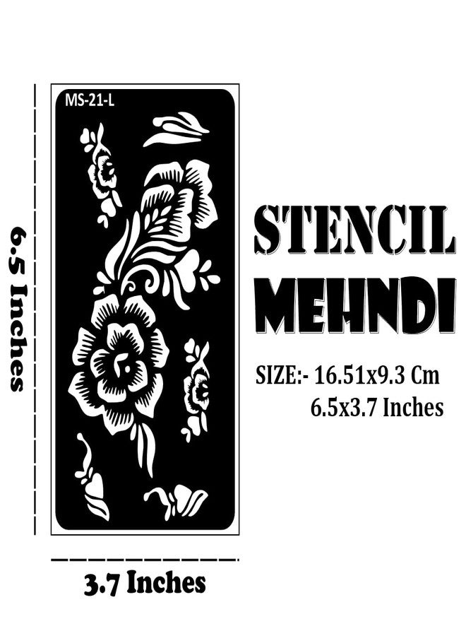 VANVATI Creative Floral Henna Hand Decor for Women Mehndi Stencil Sticker One Set for Both Hand | Easy to Apply Stencil Mehndi Sticker Perfect for Weddings, Parties and Any Occasion - Image 4