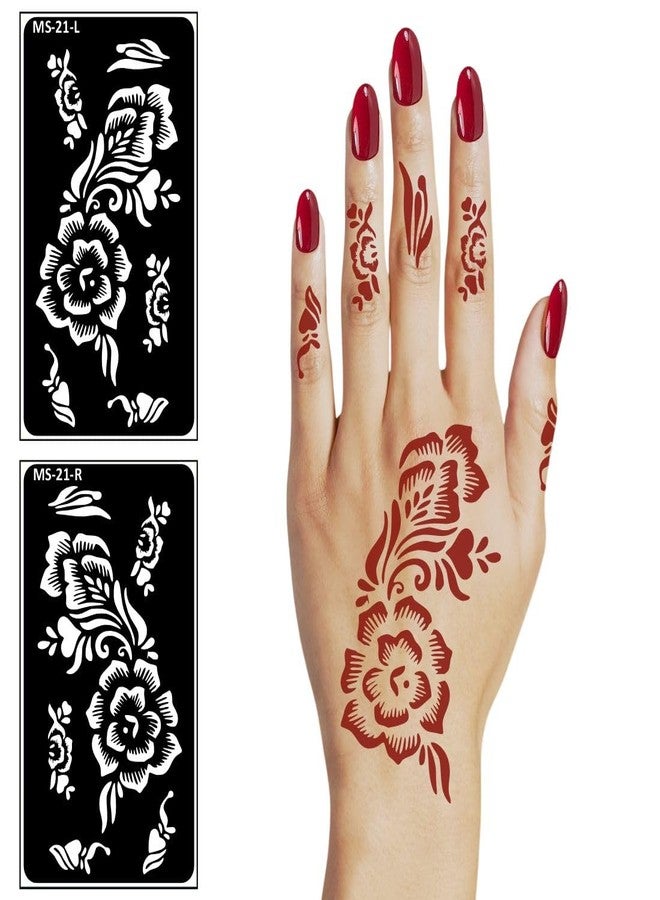 VANVATI Creative Floral Henna Hand Decor for Women Mehndi Stencil Sticker One Set for Both Hand | Easy to Apply Stencil Mehndi Sticker Perfect for Weddings, Parties and Any Occasion - Image 5