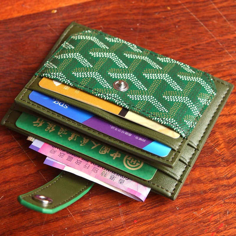 Compact Womens Card Holder Multislot Mens License Case Green