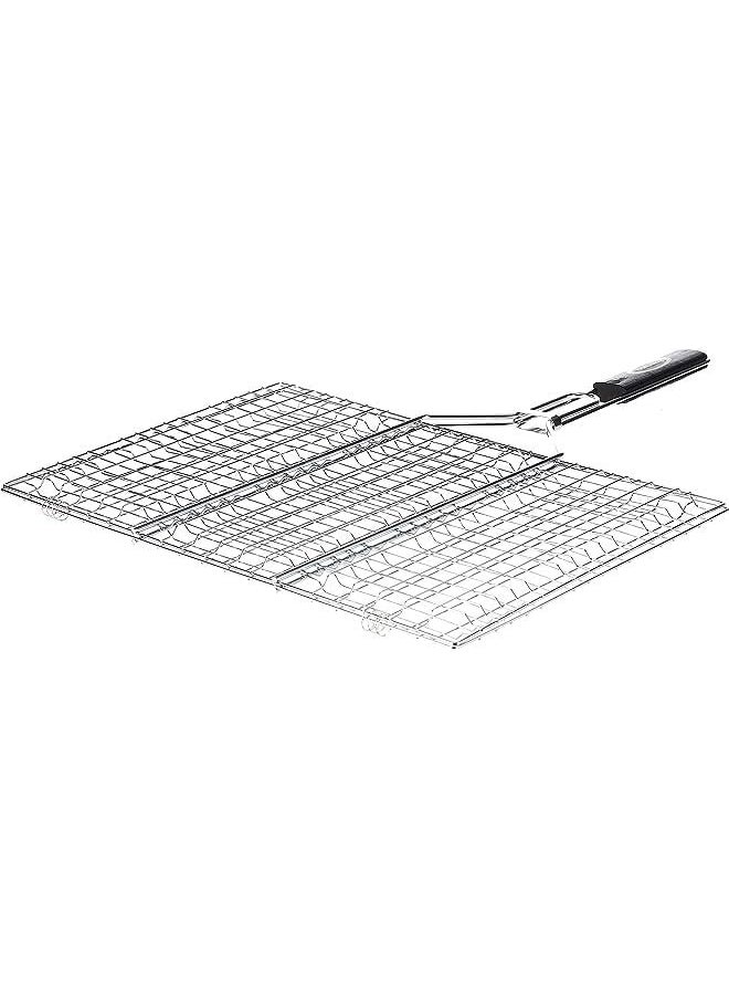 GO2CAMPS GO2CAMPS BBQ Grill Net with Wooden Handle, Size 5, Silver  - Image 1