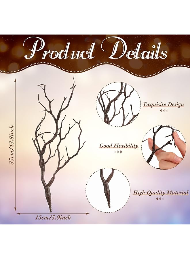 erorex Artificial Antler Dried Tree Branches Plastic Manzanita Branches Decorative Plant Twigs Dry Branch Decor For Wedding Table Decoration Halloween Party Home Supplies Dark Brown  - Image 2