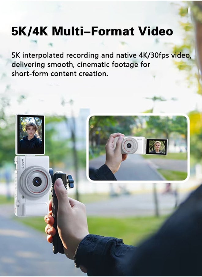 SJCAM ZV200 5K Digital Camera ,80MP with 2.8" 360° Flip Screen F1.8 Auto Focus 5K/30fps Video Portable Travel Camera for Video Creators, with 32GB Micro SD Card  - Image 4