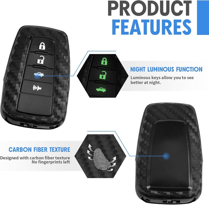 WORCAS Key Fob Case - Carbon Fiber Silicone Cover (2 Pcs) - Image 3