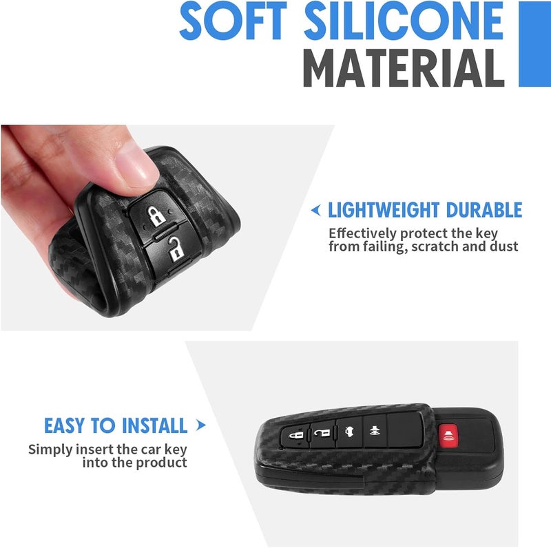 WORCAS Key Fob Case - Carbon Fiber Silicone Cover (2 Pcs) - Image 4