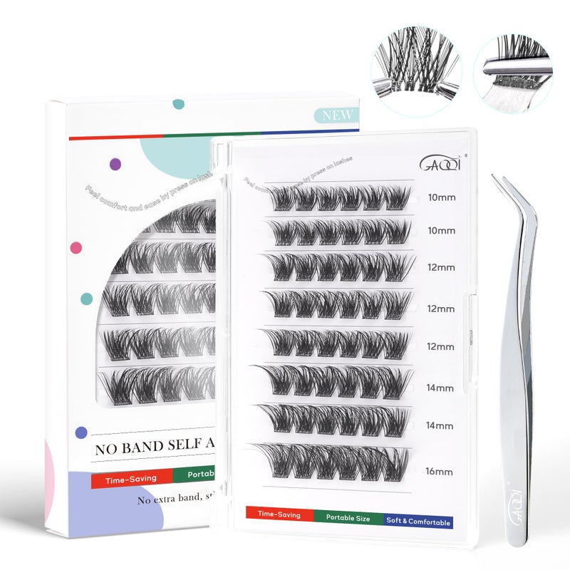 GAQQI Self Adhesive Lash Clusters, No Glue Eyelash Clusters 10-16mm Full & Volume Self Adhesive False Eyelashes, No Band Glueless Lashes - Image 1