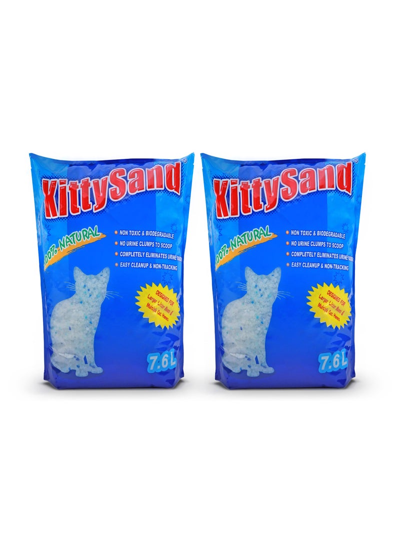 Kitty Sand 100% Natural Silica Crystal Premium Quality Cat Litter 7.6L - Pack of 2 - Image 1
