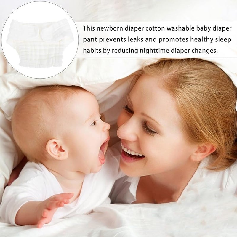Newborn Cloth Diapers 5 Pack Washable Diaper Pants With Organic Inserts White - Image 5