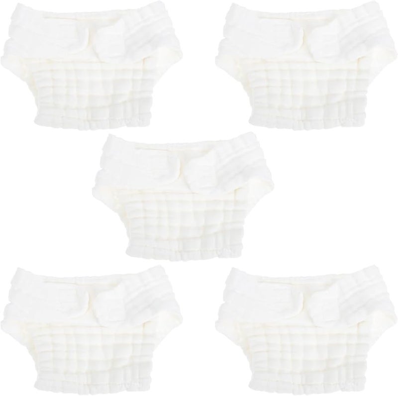 Newborn Cloth Diapers 5 Pack Washable Diaper Pants With Organic Inserts White - Image 2