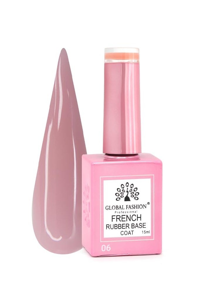 GLOBAL FASHION - GLOBAL FASHION FRENCH RUBBER BASE COAT: Long-Lasting, Durable, & Chip-Resistant Gel Nail Polish Base Coat | (06) - Image 1
