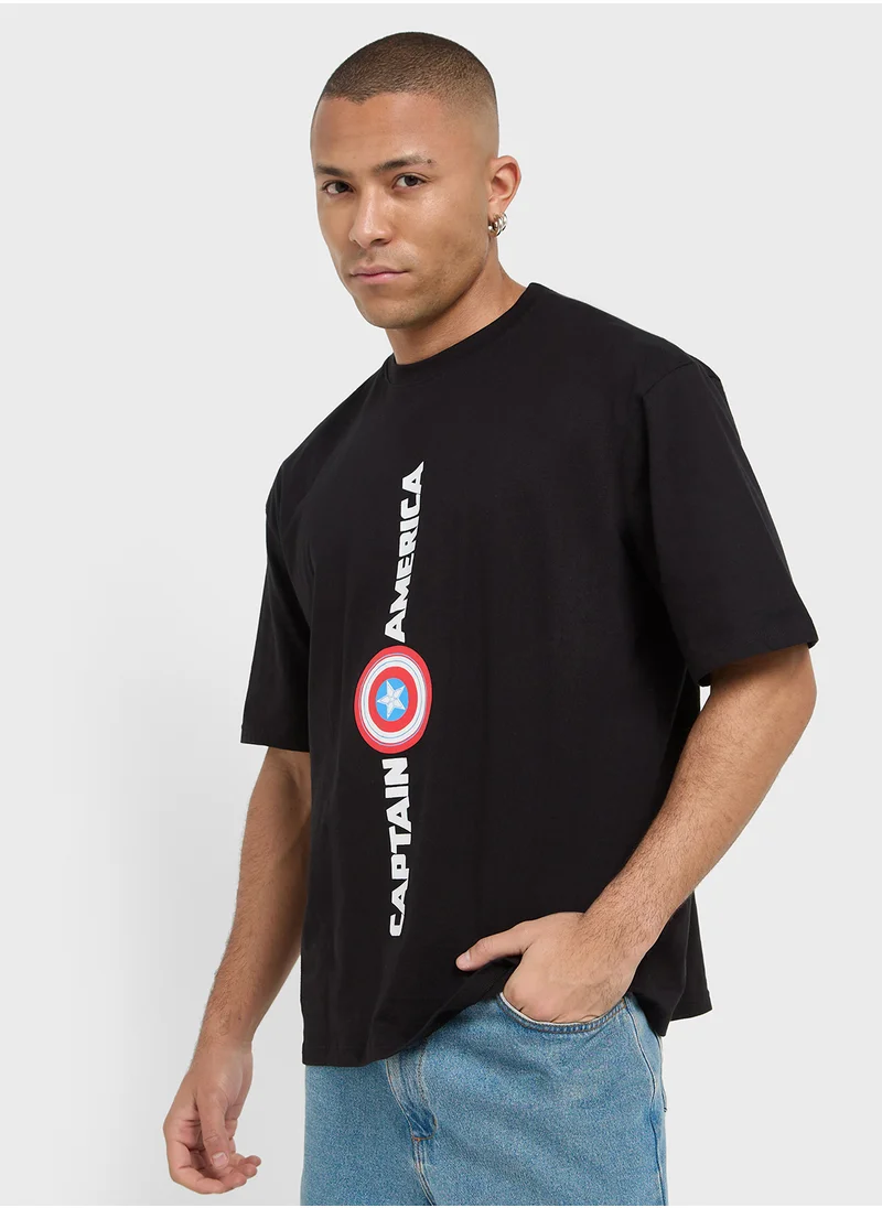 مارفل Captain America Graphic Oversized T-Shirt