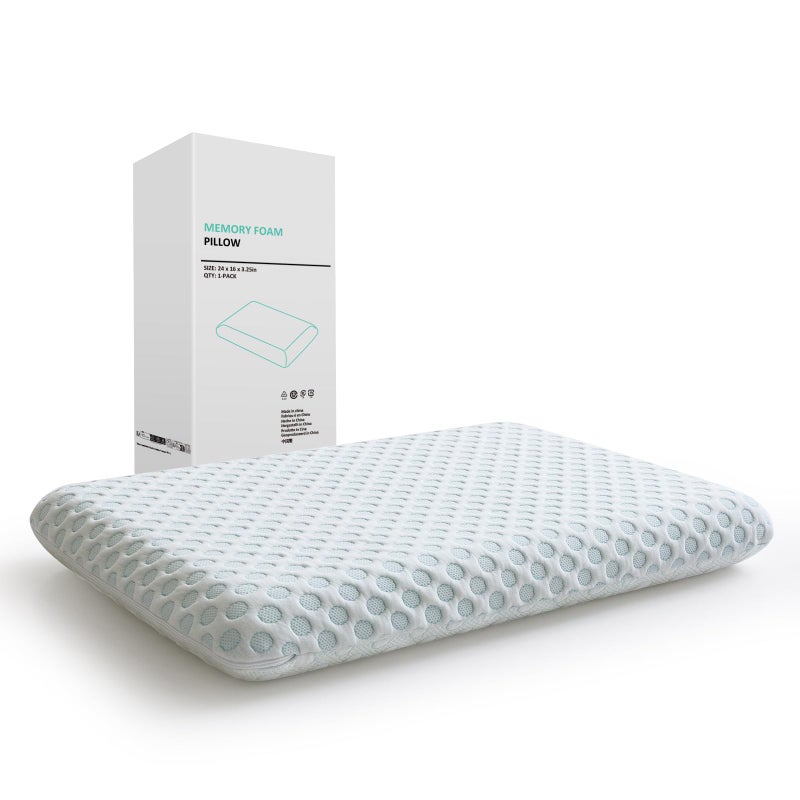 Hcore Ultra Thin Pillow 325 Stomach Sleeping Slim Pillow for Side Back Stomach Sleepers Gel Infused Memory Foam Pillow with TwoSided Pillow  CertiPURUS  Standard