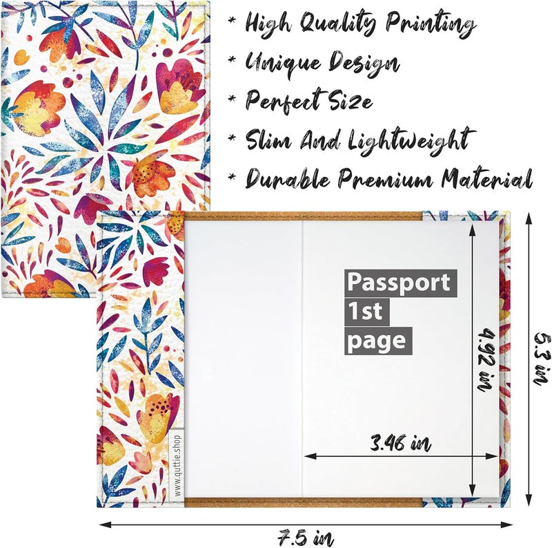Quttie Passport Cover for Kids, Women and Men, Cute Travel Passport Holder (Flower Pattern) - Image 2
