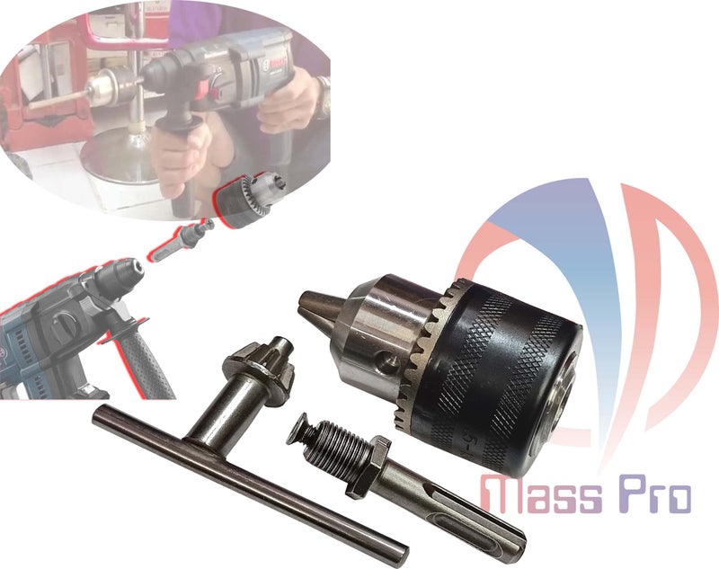Mass Pro Heavy Duty 13Mm Drill Chuck With Sds Adapter&Chuck Key-Alloy Steel Construction-Versatile Compatibility For Drilling Machines-Secure Grip&Precise Drilling-Durable&Reliable Tool - Image 2