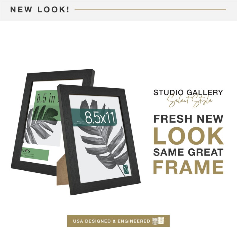 أم سي أس MCS Studio Gallery 8.5x11 إطار صورة أسود عربات الخشب ، إطار صورة للصور للصور الملصقات والمطبوعات الفنية و Eastel لعرض Tapletop (2 حزمة) - Image 2