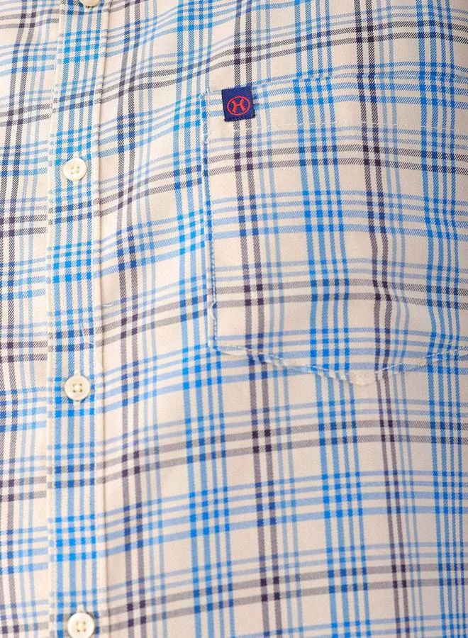 Take Two Plus Men Blue Regular Fit Checkered Shirt By HardSoda