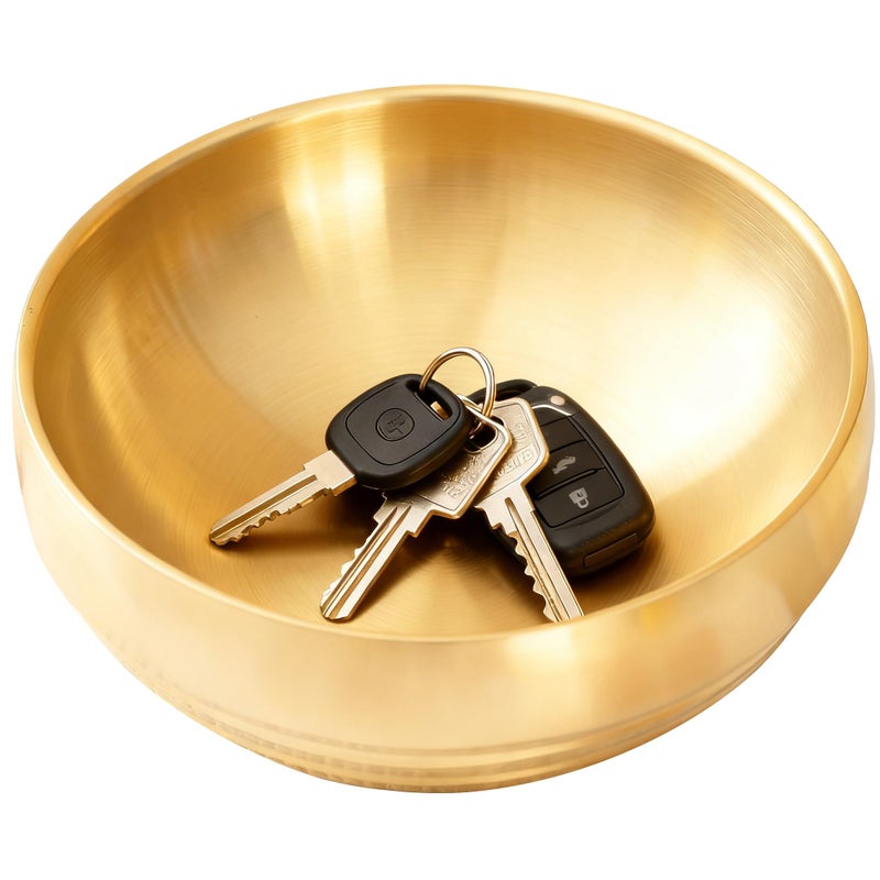 CM CHIC MONDAY Key Bowl for Entryway Table, Decorative Bowls and Key Dish Holder, Fruit Bowls for Kitchen Counter Table, 8.26" Gold - Image 1