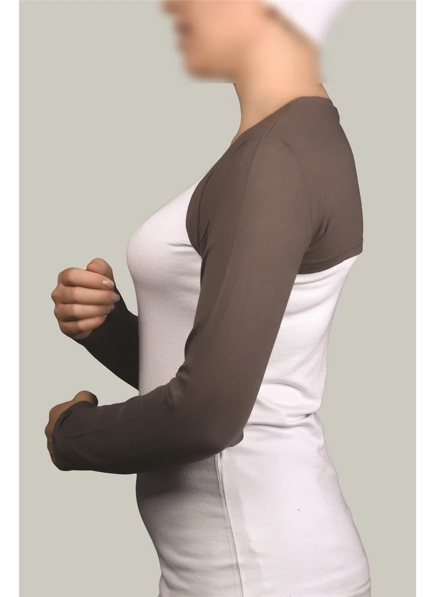 التوبة Long Sleeve Hijab Bolero - Dark Mink