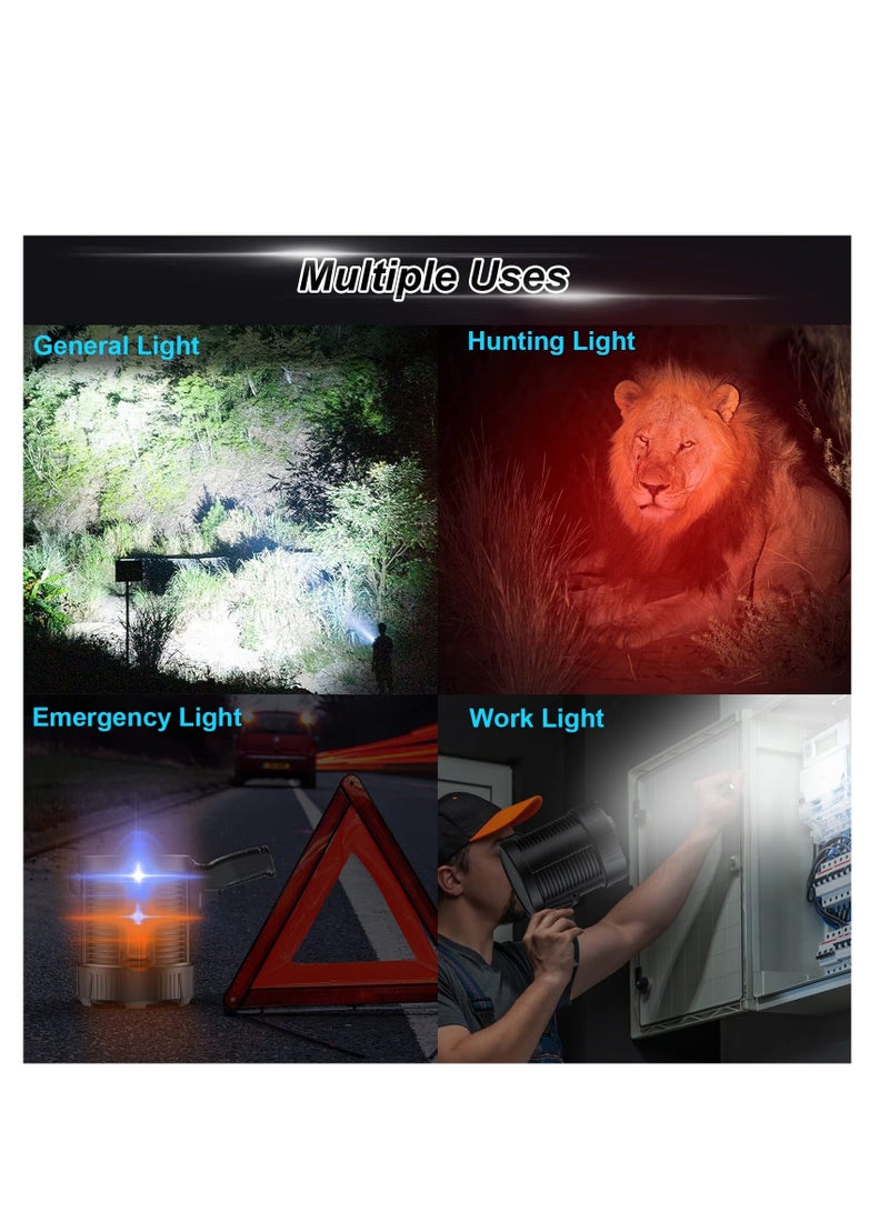 HOMESTAR Rechargeable Spotlight, 100000 Lumens Led Spot Lights Handheld Large Flashlight Super Bright Outdoor Solar Spotlights Searchlight with Cob Light, 6 Modes, IPX5 Waterproof - Image 4