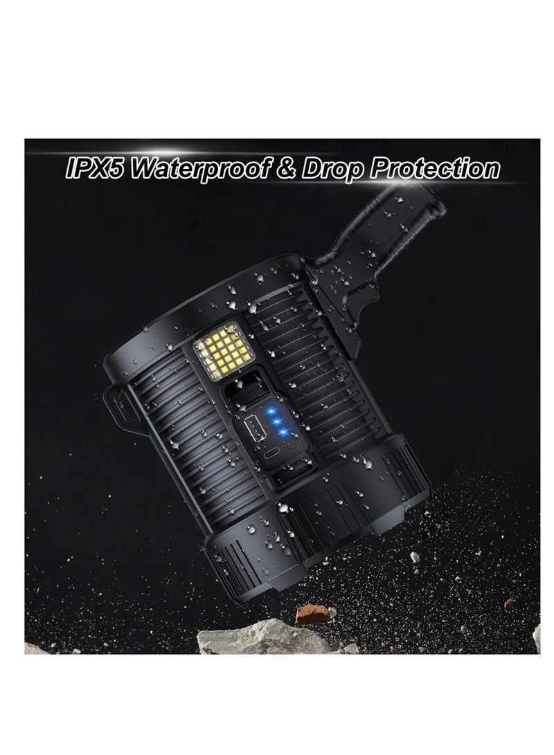 HOMESTAR Rechargeable Spotlight, 100000 Lumens Led Spot Lights Handheld Large Flashlight Super Bright Outdoor Solar Spotlights Searchlight with Cob Light, 6 Modes, IPX5 Waterproof - Image 5