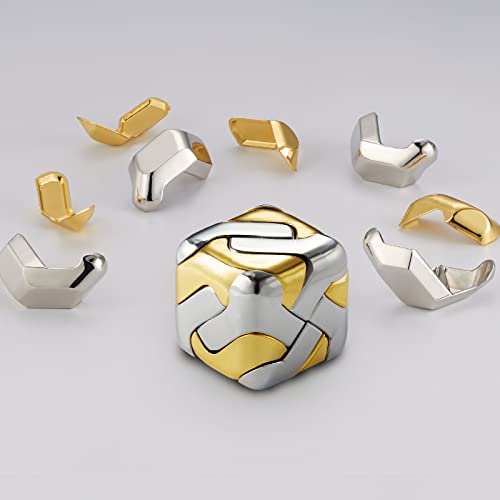 AZG Go 3D Brain Teasers Metal Puzzles Toy Mind Puzzles for Adults Hand Smart Gifts for Boy and Girls Gold and Silver - Image 5