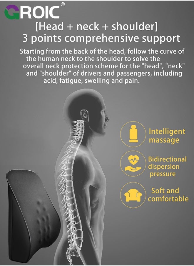 GROIC Car Seat Massage with Massage Function, Electric Back Lumbar Support Massage Pillow for Car, Memory Foam Design for Enhanced Comfort and Pain Relief - Ergonomic Support for Long Drives  - Image 2