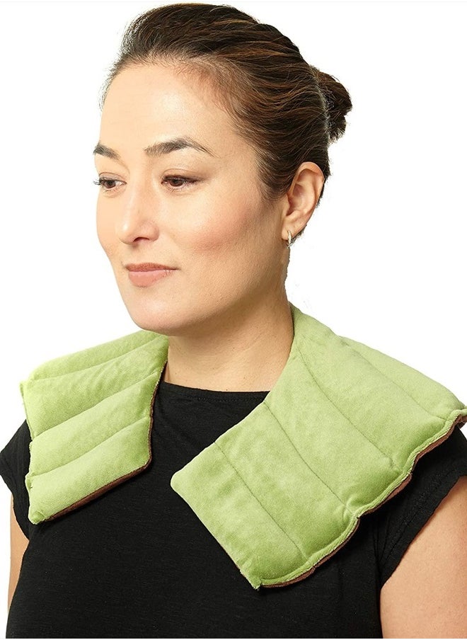 DreamTime - Spa Comforts Microwaveable Hot or Cold Neck Shoulder Wrap with Aromatherapy, Lavender and Peppermint Herbal, Green - Image 1