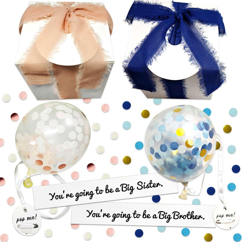 Senfaro 2 Pregnancy Announcement Boxes Pop Balloon with Message Baby Pregnancy Reveal Gift Box Surprise Baby Announcement Ideas for Grandparents Dad Children Friends - Image 1