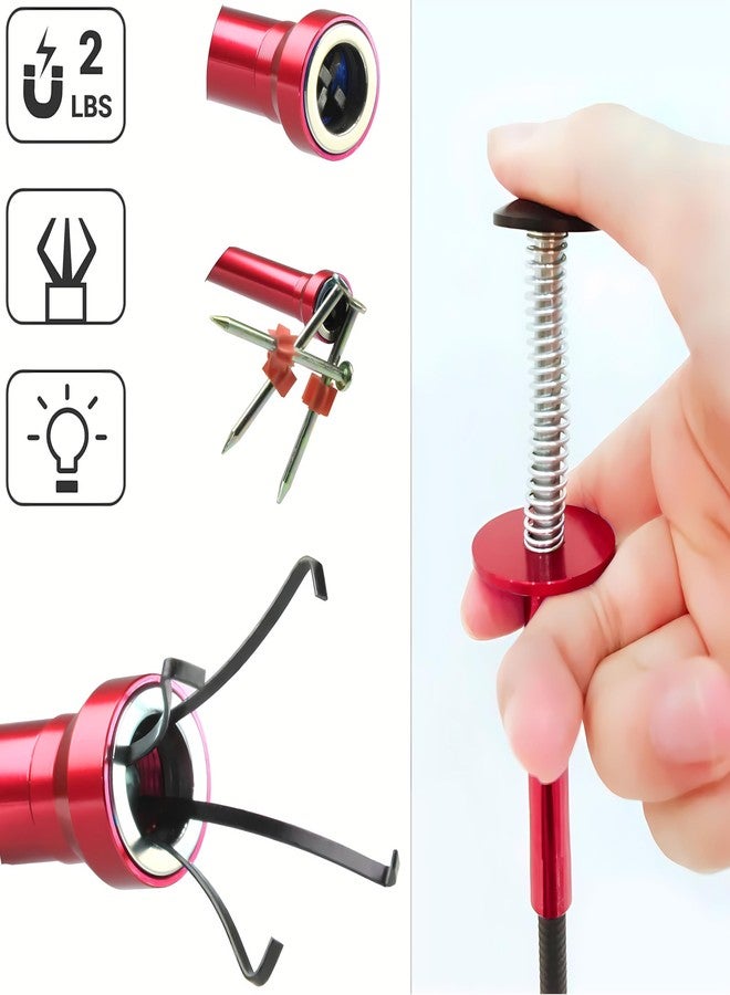 Domejo Flexible Magnetic Pickup Tool,Bendable Grabber Tool with 4 Claws & Strong Magnet - Flexible Claw Pick-Up Reacher for Narrow Spaces, Engine Bay, Sink, Drain, Jewelry, Keys, Metal Objects（28 Inch - Image 3