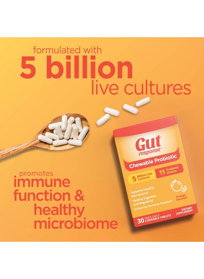Gut Response Chewable Probiotic for Men & Women, Slows Down Digestive Aging, Boosts Immune System, Non-GMO, Gluten Free & Soy Free, 5 Billion CFU, 30 Chewable Tablets, Orange Flavor - Image 4