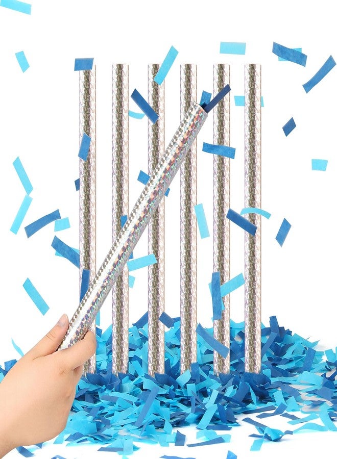 BATTIFE It's a Boy, 6Pack Gender Reveal Confetti Wands, Tissue Paper Confetti Flick Flutter Sticks for Baby Boy Born Shower Party Decorations Supplies, Shoot Poppers, 14inch Blue - Image 1