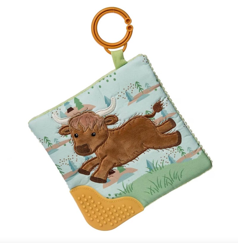 Mary Meyer Crinkle Teether Toy with Baby Paper and Squeaker 6 x 6Inches Hetty Highland Cow - Image 1