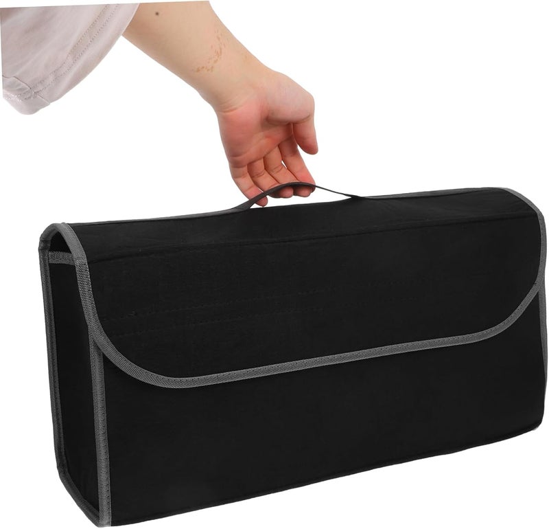 Ciieeo Felt Trunk Storage Bag Foldable Car Organizer Pouch for Vehicle Portable Storage Solution for SUVs Black - Image 3