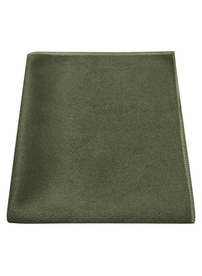 King & Priory Luxury Dark Olive Green Suede Pocket Square, Handkerchief, Moleskin - Image 1