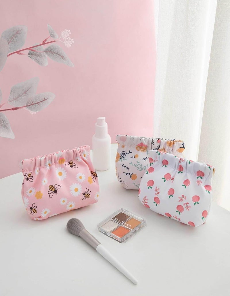 Kawn® 2pcs Makeup Pouch Small Pouches for Women, Portable Mini Makeup Bag for Purse, Self-Closing Oxford Cloth Coin Purse Pocket Cosmetics Bag Travel Organizer for Lipstick Jewelry Earphones (A) - Image 2