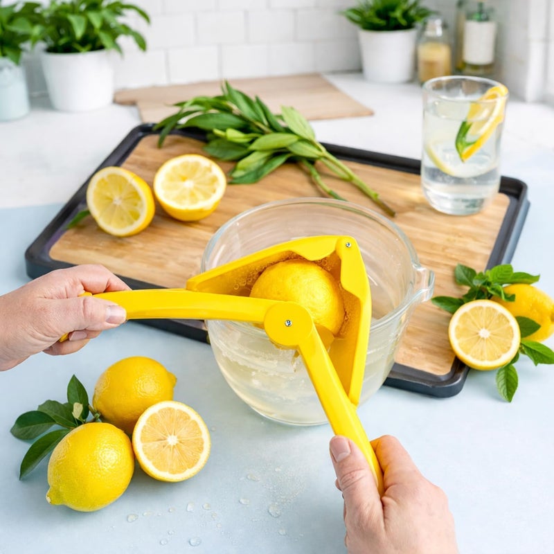 UREVO Foldable Manual Lemon Squeezer - Easy Two-Hand Press Citrus Juicer in Yellow - Image 4