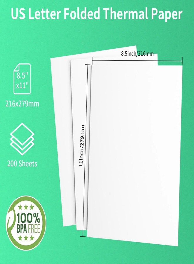 WBK Thermal Paper,Thicker,199 Sheets Folded Thermal Printer Paper 8.5 x 11 for Gutherren,Minzhi,DODOXCX,Compatible with T11/T18/M8/M9 Thermal Portable Printer - Image 3