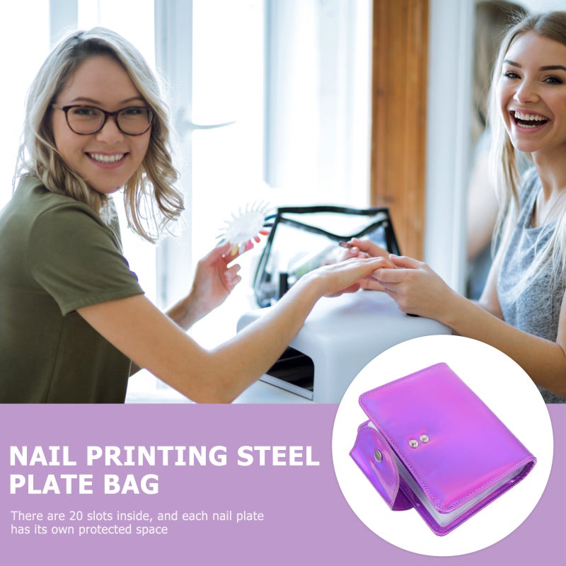 2pcs Nail Art Stamping Holder Rectangle Nail Stamping Plate Bag 20 Slots Bag - Image 2