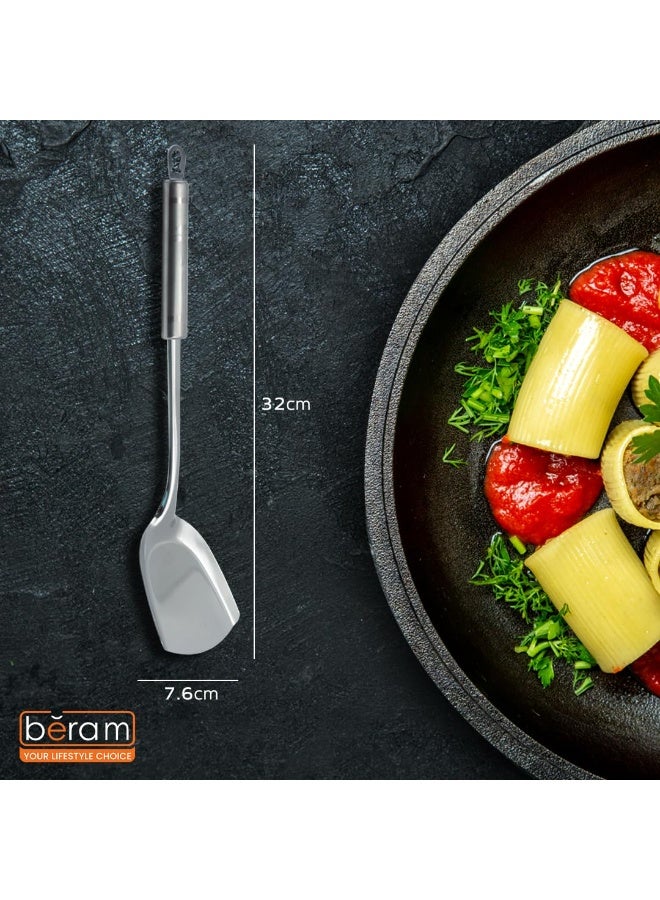 BERAM Spatula, Cooking Utensil, Stainless Steel, Kitchen Tool, Frying Spoon, Turners, 100% Food Grade, Compact, Elegant Design, Silver with Four Leaf Handle Design - Image 4