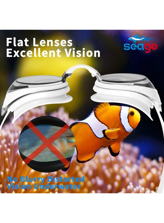 Seago نظارات سباحة 2 حزمة نظارات سباحة مضادة للضباب للبالغين حماية من الأشعة فوق البنفسجية تناسب الرجال والنساء والشباب، لا تسرب ختم سيليكون ناعم عدسة مسطحة رؤية واضحة، 3 أحجام لجسر الأنف - Image 5