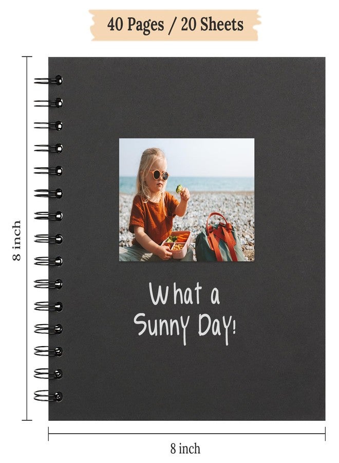 Hiwhy Scrapbook 8x8 Inch DIY Scrapbook Album Hardcover Kraft Paper Scrap Book Photo Albums 40 Pages Perfect for 4x6 / 5x7 Photos Memory Book for Family, Wedding - Image 2