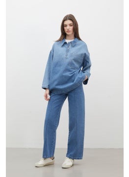 Manuka Shirt Collar Denim Blouse Blue  - Image 2