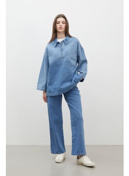 Manuka Shirt Collar Denim Blouse Blue  - Image 5