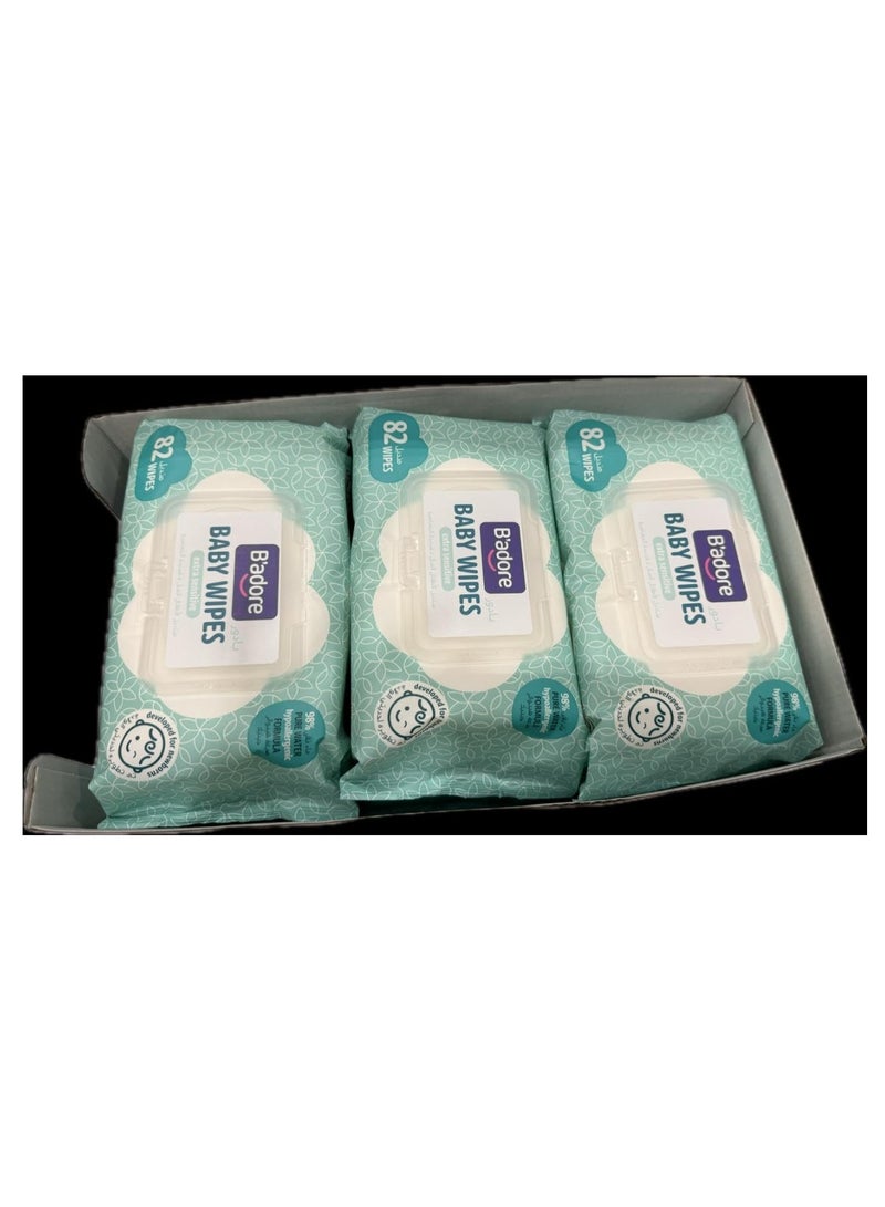 B'adore Extra Sensitive Baby Wipes 82-Pieces x 12 Pack - Image 4