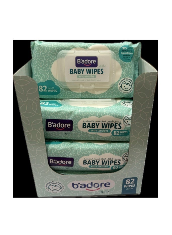 B'adore Extra Sensitive Baby Wipes 82-Pieces x 12 Pack - Image 1
