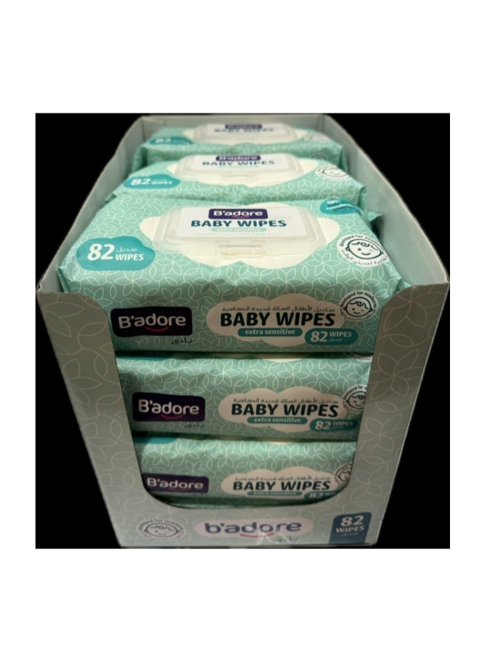 B'adore Extra Sensitive Baby Wipes 82-Pieces x 12 Pack - Image 2