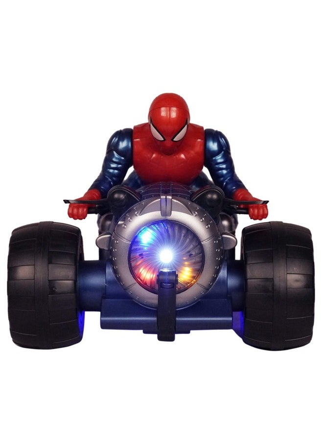 Goyal's Goyal's Modern Style 360° Acrobatic Stunt Spin Racer Motorcycle Toy Stunt Men With Attractive Lights & Music For Kids (Spider-Men),Multicolor  - Image 1