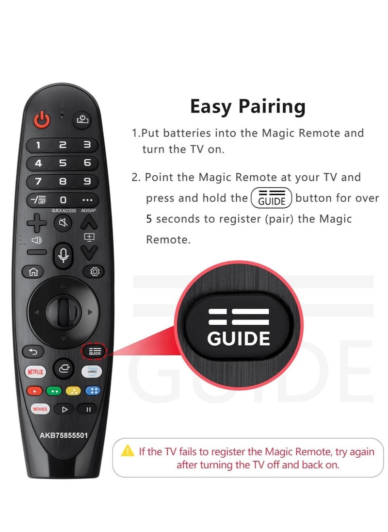 Voice Magic Remote AKB75855501 for LG AN-MR20GA AN-MR19BA Smart TV Magic Remote Replacement, with Pointer Function - Image 4